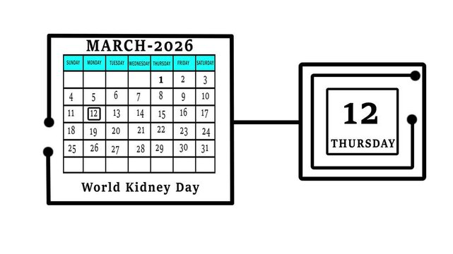 World Kidney Day Medical Illustration For Thursday March Twelfth Twenty Twenty Six Highlighting Renal Health Awareness Prevention And Screening

