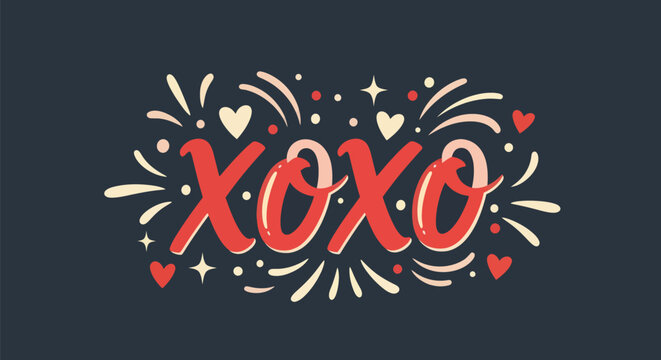 Decorative xoxo design on dark background