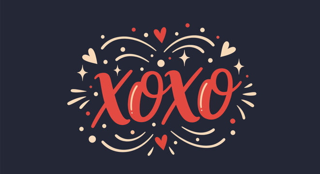 Decorative xoxo design on dark background