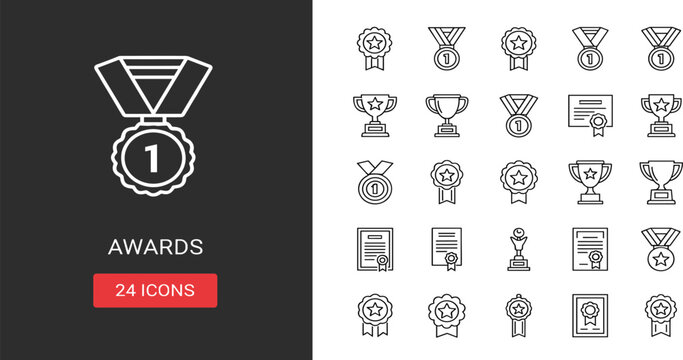 Collection of award icons displayed on a contrasting background
