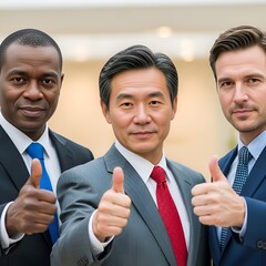 Corporate Professionals Showing Thumbs Up In Office Formal Business Success And Confidence Concept For Marketing Concept