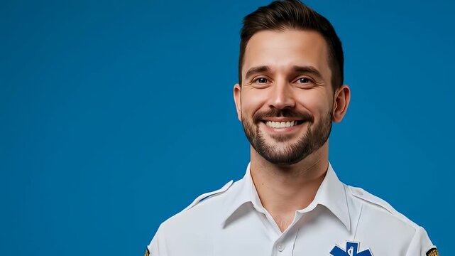 Smiling Paramedic Portrait - Professionalism and Confidence in Healthcare.