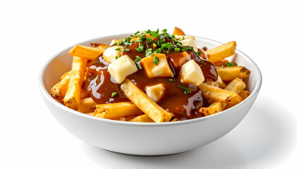 Classic Poutine on White Background