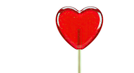 Red Heart-Shaped Lollipop with Gilded Inclusions