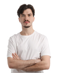 Obraz premium Handsome man with mustache on white background