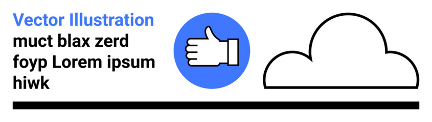 Obraz premium Digital communication, social media, cloud storage, approval, online services, data sharing. A thumbs up icon and cloud symbol combination. Social media and cloud storage concept