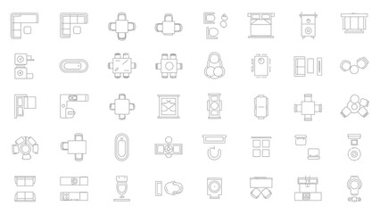 Obraz premium Furniture Top View Icons Set, Home Interior Elements