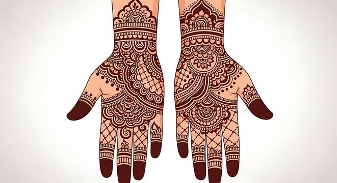Intricate Henna Designs on Female Hands.