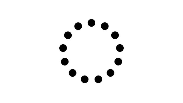 Black dotted circular loading indicator or preloader animation on white background for web design.