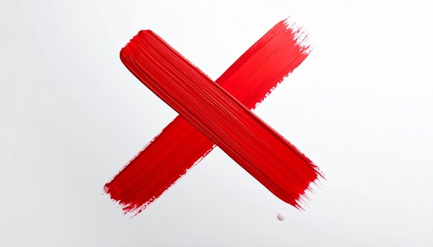 Rotes Kreuz als gemalter Pinselstrich auf wei&szlig;em Hintergrund