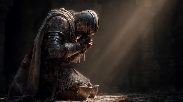 crusader templar knight praying