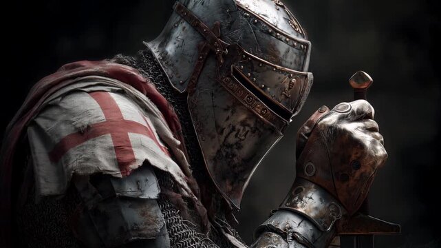 crusader templar knight praying