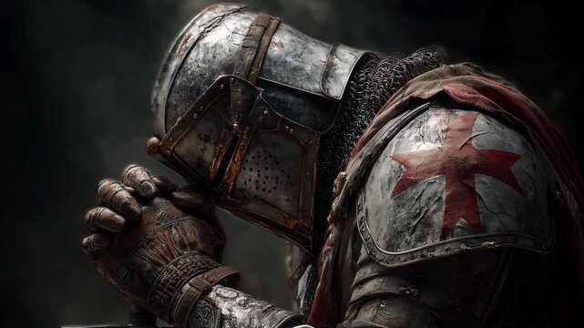 crusader templar knight praying