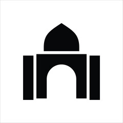 Fototapeta premium Modern Mosque Silhouette Icon Islamic Religious Center