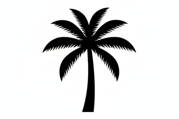 Silhouette of Solitude: A simple yet elegant silhouette of a palm tree stands tall, its fronds reaching towards the heavens, creating a sense of tranquility and tropical allure. © MetaPixel Studio