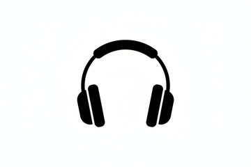 Fototapeta premium Headphone Icon: A minimalist black headphone icon, representing audio and music, perfect for digital designs, website elements, and music-related themes.