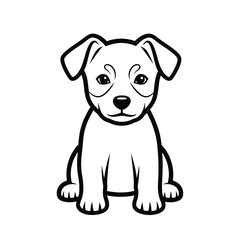 Fototapeta premium Adorable Sitting Puppy Line Art Illustration