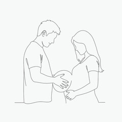 Obraz premium Continuous line art of expecting parents