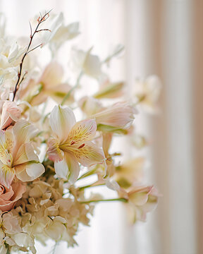 Soft-focus bouquet in background