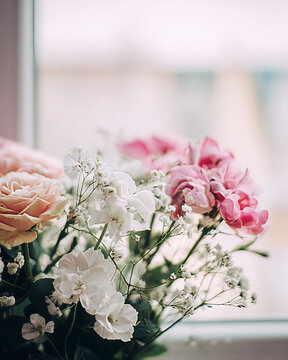 Soft-focus bouquet in background