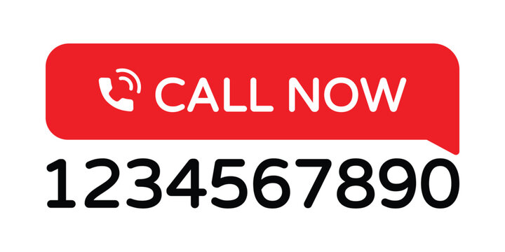 Professional Red Call Now Contact Banner &ndash; Digital Speech Bubble with Phone Icon and Large Placeholder Number
