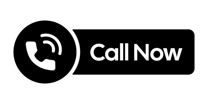 Professional Monochrome Call Now Service Button &ndash; High-Contrast Black and White Digital Call-to-Action with Phone Icon