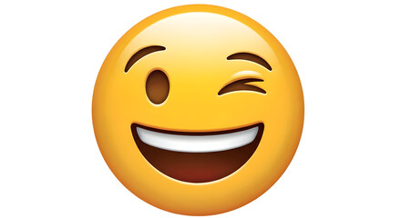 Fototapeta premium Winking face emoji isolated on transparent background