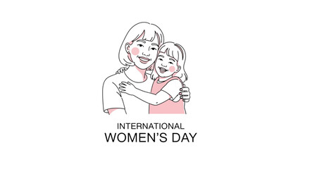 Mother and Daughter Hugging Illustration for Womens Day.