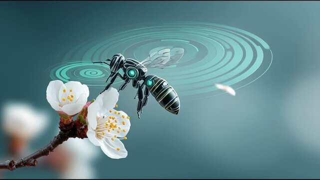 Explore How a Tiny Robotic Bee Mimics Nature to Help With Pollination in a Blooming Garden on a Bright Sunny Day