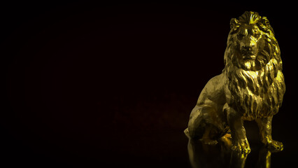 Golden Lion Symbol Of Power And Leadership 3d render.