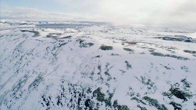 Aerial view of snow-covered mountains in Northern Mariana Islands
