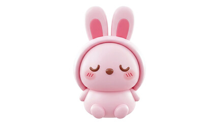 Obraz premium Cute Pink Cartoon Bunny with Eyes Closed