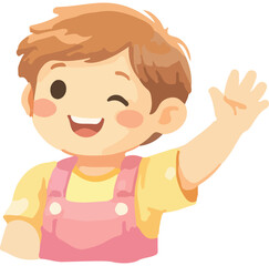 Obraz premium Cute Cartoon Boy Illustration in Soft Watercolor Style for Kids and Education