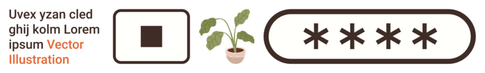 Obraz premium Data protection, cybersecurity, login credentials, digital access, secure information, online safety. Password field with asterisks, text and a plant. Data protection and cybersecurity