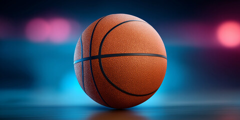 Obraz premium Basketball on colorful blurred background with focused lighting and vibrant atmosphere