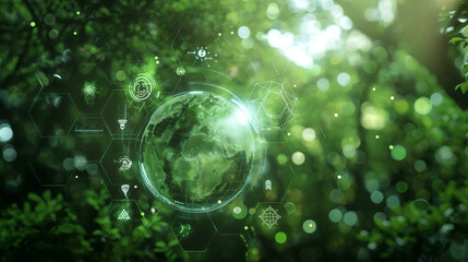 Obraz premium Earth Metrics in the Green Light of a Sustainable Future