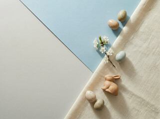 Modern Easter Flat Lay - Geometric Composition with Clean Diagonal Lines