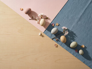 Modern Easter Flat Lay - Geometric Composition with Clean Diagonal Lines