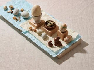 Modern Easter Flat Lay - Geometric Composition with Clean Diagonal Lines