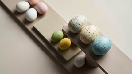 Modern Easter Flat Lay - Geometric Composition with Clean Diagonal Lines