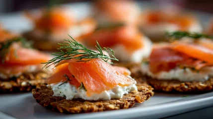 Sierkussen Restaurant sourdough cookies topped with smoked salmon detailed gourmet food close up  © pier