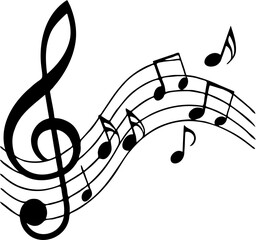 Black Music Notes Icon Isolated on White Background Vector Illustration