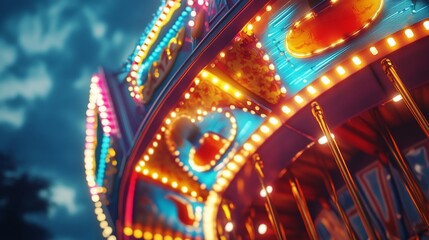 Nighttime Carnival Splendor, A Carousel Aglow with Electric Lights