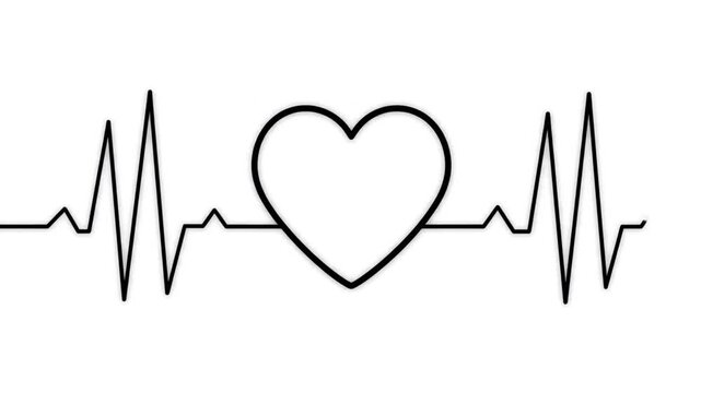 ECG Heartbeat Line Graphic Animation on White Background