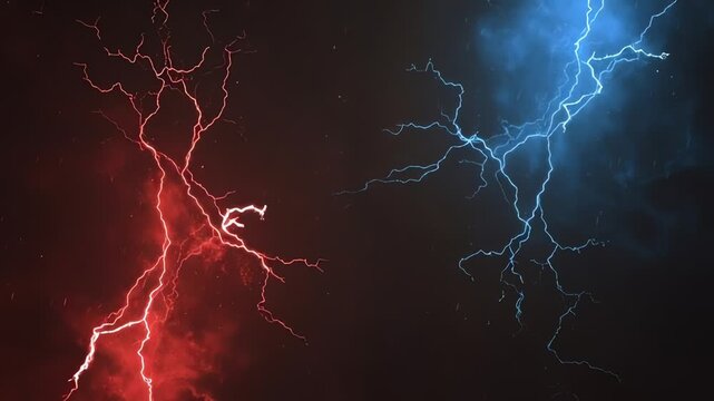 Red vs Blue Lightning Storm Abstract Dynamic Energy Background