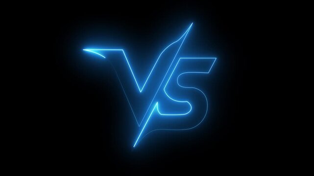 Against, bumper, design, fight, football, game, intro animated VS lettering with neon effect. glowing neon verses animation on black background.