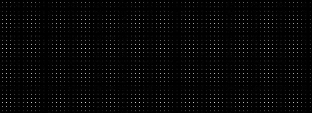 Dot grid blueprint on black background. Even white circles form clean matrix for bullet journals, planner pages, interface mockups technical diagrams. Minimal neutral notes maps infographic layouts