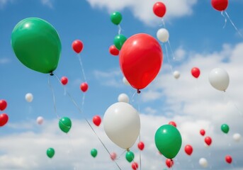 Colorful balloons floating in the sky