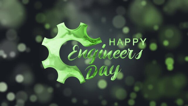 Happy engineers day transparent with green gear and blurred background. Suitable for engineering celebrations, social media posts, and website banners.