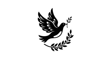 Obraz premium Dove silhouette carrying olive branch